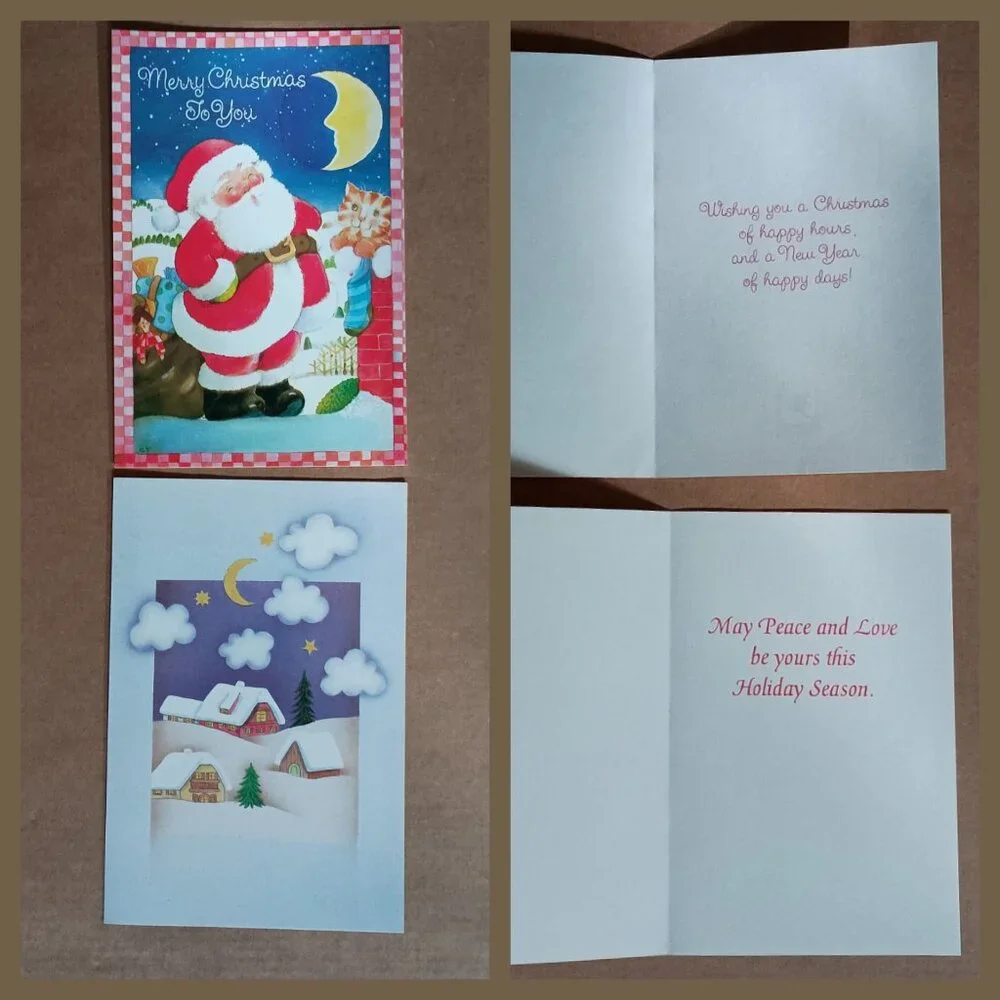 20 unused vintage Christmas holiday greeting cards with envelopes